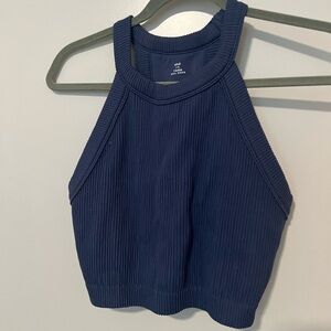 Aerie Navy Blue Ribbed Racer Back Top